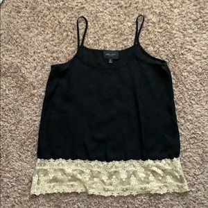 Black Tank With Beige Lace Trim